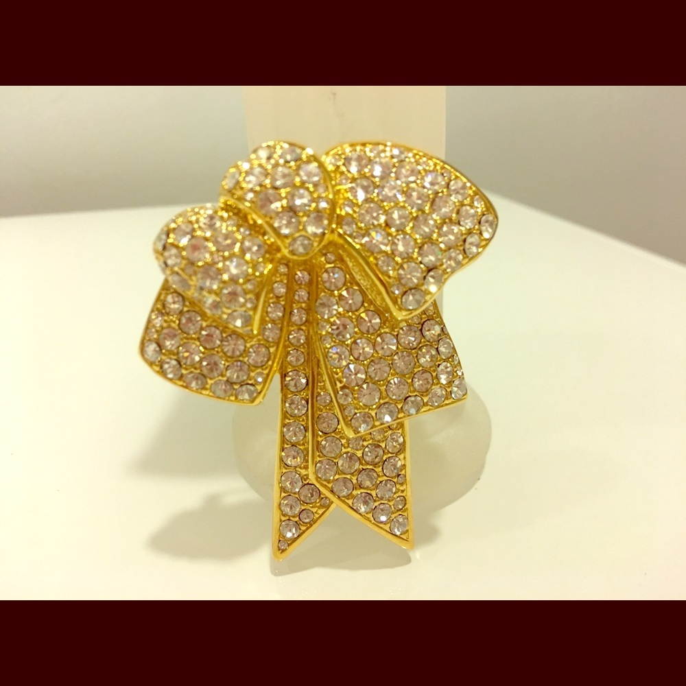 Crystal Pave Bow Brooch